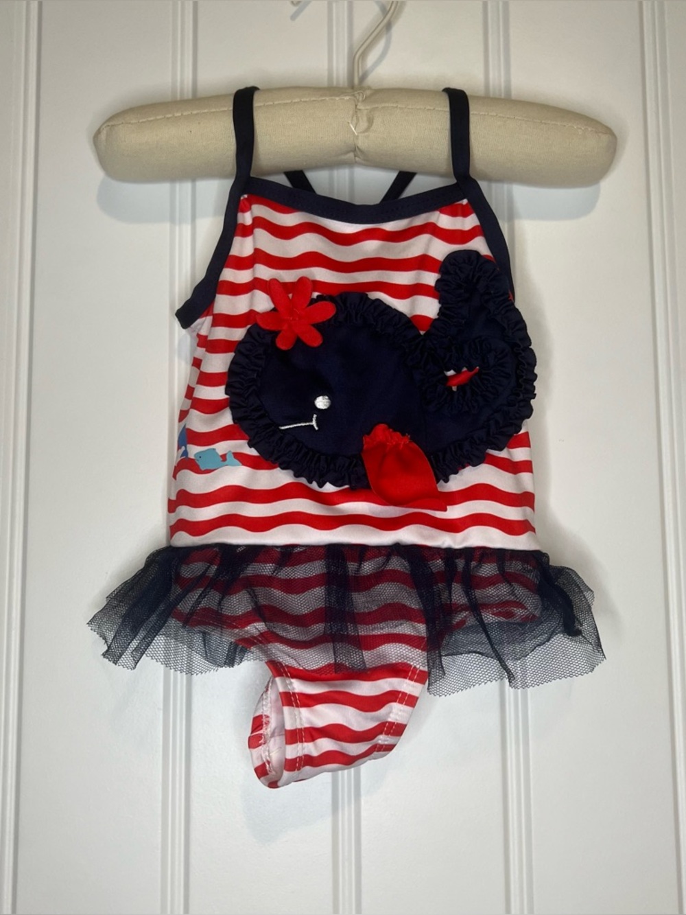 Red, white, & blue whale swimsuit